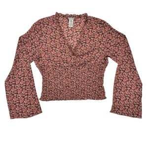 Nine West NWT Vintage Silk Pink Floral Top SZ M